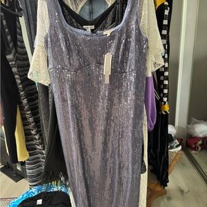 Pilcro Shimmering Silver Sequin Dress